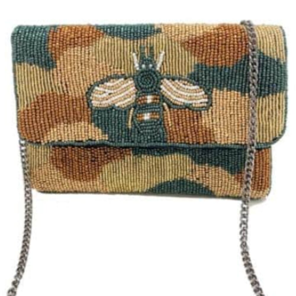 LACHIC Camo Bee Beaded Mini Clutch